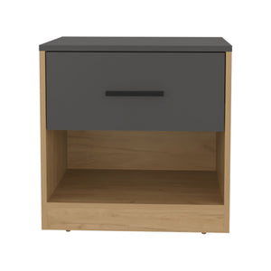 English Elm Alder Modern 19.7" One Drawer Nightstand with Open Shelf, Compact Durable MDF End Table, Gray Oak B070P286464