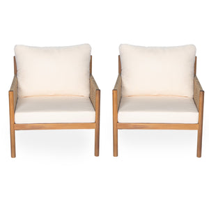 English Elm Christopher Knight Home® - [Set Of 2] Modern Outdoor Woven Lounge Chairs With Solid Wood Frame & Weather-Resistant Cushions N767P255038T_2