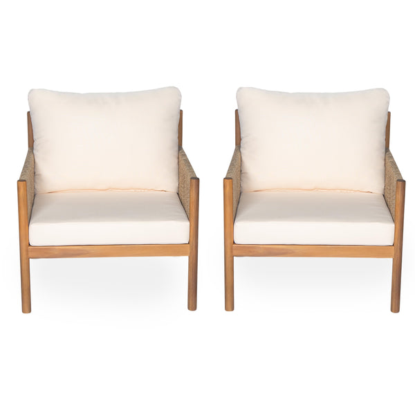 English Elm Christopher Knight Home® - [Set Of 2] Modern Outdoor Woven Lounge Chairs With Solid Wood Frame & Weather-Resistant Cushions N767P255038T_2