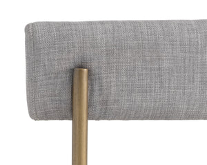 Sunpan Seneca Dining Chair Set of 2 - Modern Open Back Design with Stylish Steel Frame for Contemporary Homes Antique Brass / Arena Cement