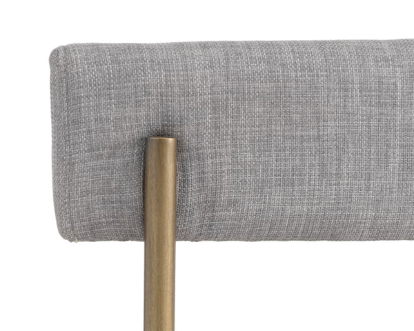 Sunpan Seneca Dining Chair Set of 2 - Modern Open Back Design with Stylish Steel Frame for Contemporary Homes Antique Brass / Arena Cement