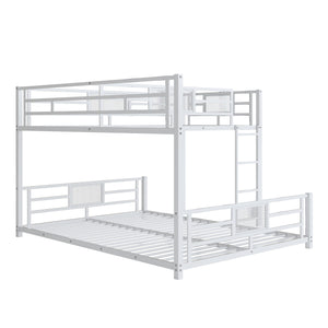 English Elm L-shaped Metal Twin over Full Bunk Bed with Durable Steel Frame, Space-Saving Design and Kid-Friendly Safety Features White N709P196510K
