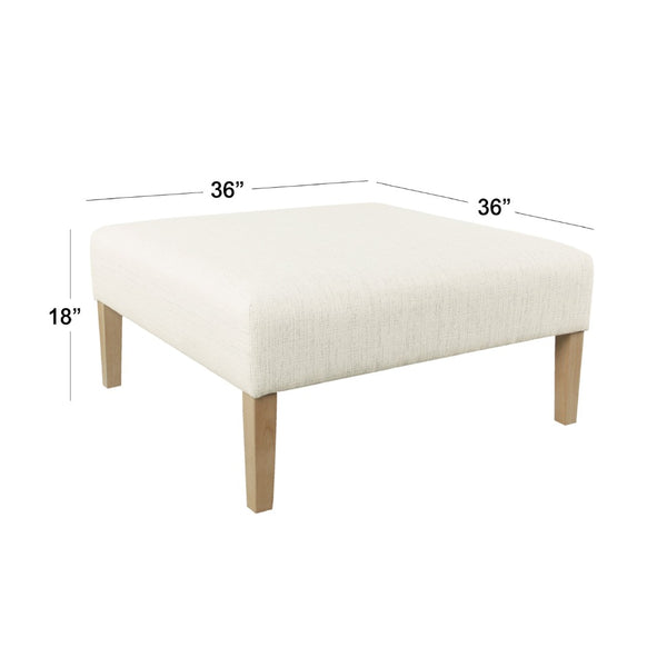 English Elm Dan Woven Cream Upholstered Ottoman Coffee Table with Hardwood Legs for Living Room B056P416999