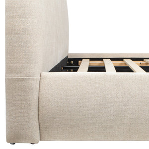 English Elm Jennifer Taylor Home - Archie Puffy Grounded Upholstered Platform Bed in Oatmeal Chenille — Arched Puffy Headboard, No-Box Spring Design, Durable Elegance (90") B2719P320241
