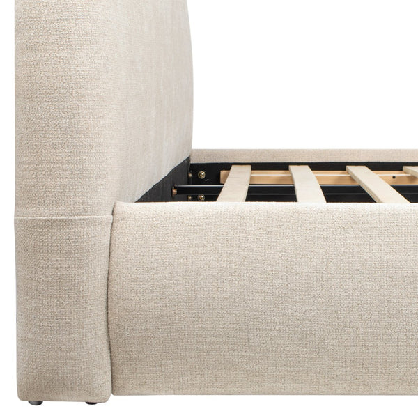 English Elm Jennifer Taylor Home - Archie Puffy Grounded Upholstered Platform Bed in Oatmeal Chenille — Arched Puffy Headboard, No-Box Spring Design, Durable Elegance (90") B2719P320241
