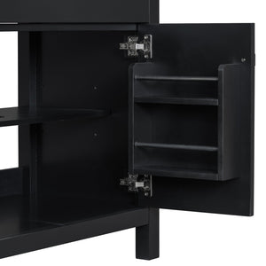 English Elm 30" Modern Bathroom Vanity with Ceramic Sink and Soft-Close Doors, Solid Wood MDF Build, Sleek Handles Black N729P263155B