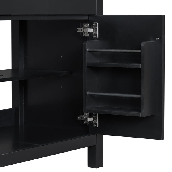 English Elm 30" Modern Bathroom Vanity with Ceramic Sink and Soft-Close Doors, Solid Wood MDF Build, Sleek Handles Black N729P263155B
