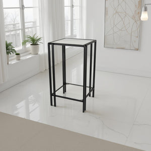 English Elm Buckley Black Metal Plant Stand with Mirrored Shelves for Glam Living Room Decor B056P416943