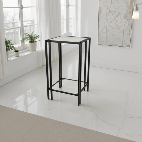 English Elm Buckley Black Metal Plant Stand with Mirrored Shelves for Glam Living Room Decor B056P416943