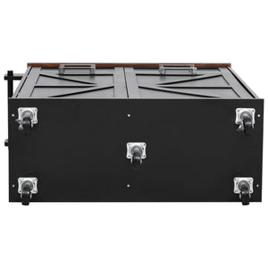 English Elm K&K 47.2" Farmhouse Kitchen Island with Drop Leaf, Removable Side Shelf, Trash Cabinet, Wheels Black N707P307296B