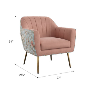 English Elm Wallace & Bay - Rose Pink Accent Chair with Floral Print Upholstery, Solid Wood Frame, Transitional Style Comfort B2709P212471