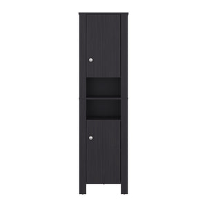 English Elm Vanessa Slim Black Bathroom Cabinet with Melamine Finish, 2 Doors + Open Shelf for Organized Storage B070P374509
