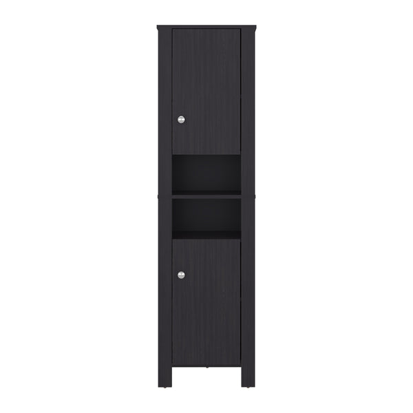 English Elm Vanessa Slim Black Bathroom Cabinet with Melamine Finish, 2 Doors + Open Shelf for Organized Storage B070P374509