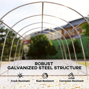 English Elm Portable Steel Frame Carport Canopy Upf50 Pe Cover Full Enclosure Vehicle Shelter Beige T3971S00117