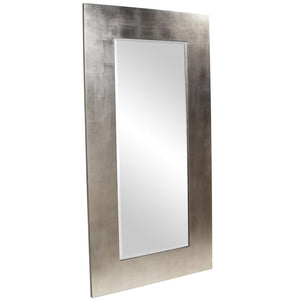 Howard Elliott Sonic Floor Mirror - Sleek Brushed Silver Leaf Frame, Beveled Edge, Stylishly Elevate Any Room! Silver Wood 60202-howard-elliott