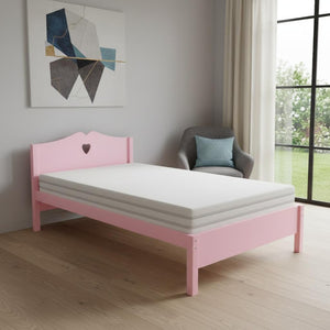 HomeRoots Pink Wood Twin Bed Frame – Stylish & Durable Design for Kids' Rooms, Cozy Apartments & Guest Spaces 602021