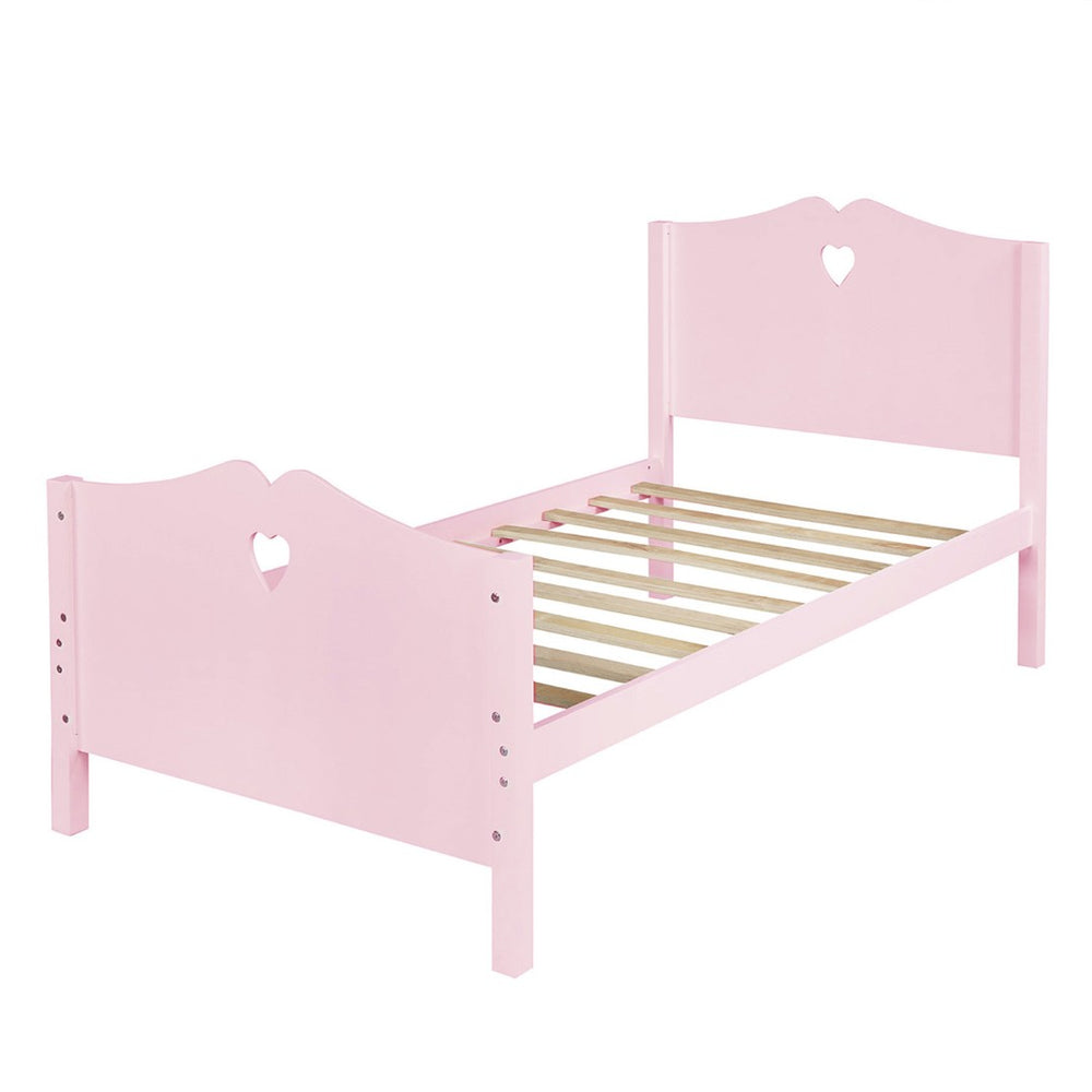 HomeRoots Pink Wood Twin Bed Frame – Stylish & Durable Design for Kids' Rooms, Cozy Apartments & Guest Spaces 602021
