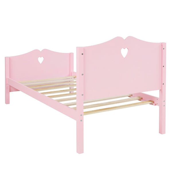 HomeRoots Pink Wood Twin Bed Frame – Stylish & Durable Design for Kids' Rooms, Cozy Apartments & Guest Spaces 602021