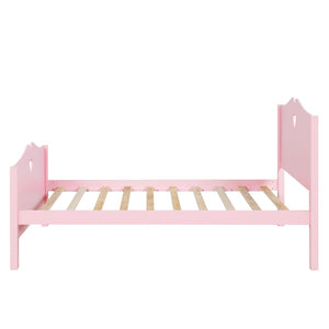 HomeRoots Pink Wood Twin Bed Frame – Stylish & Durable Design for Kids' Rooms, Cozy Apartments & Guest Spaces 602021