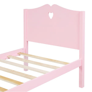 HomeRoots Pink Wood Twin Bed Frame – Stylish & Durable Design for Kids' Rooms, Cozy Apartments & Guest Spaces 602021