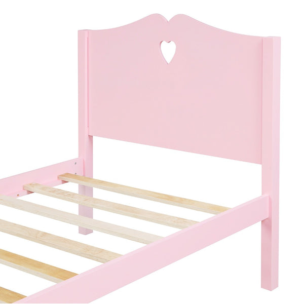 HomeRoots Pink Wood Twin Bed Frame – Stylish & Durable Design for Kids' Rooms, Cozy Apartments & Guest Spaces 602021