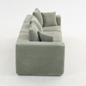 English Elm Modular Low Profile Sectional Sofa Plush Chenille Upholstery for Cozy Living Rooms Light Green W3326S00032
