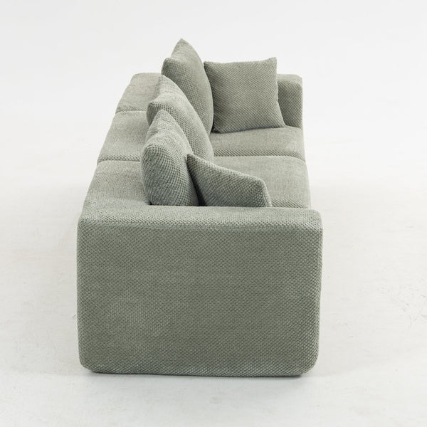 English Elm Modular Low Profile Sectional Sofa Plush Chenille Upholstery for Cozy Living Rooms Light Green W3326S00032