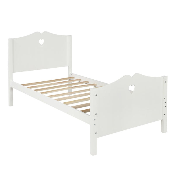 HomeRoots White Wood Twin Bed Frame - Timeless Design, Durable Construction, Ideal for Cozy Spaces & Guests 602022