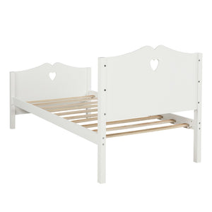 HomeRoots White Wood Twin Bed Frame - Timeless Design, Durable Construction, Ideal for Cozy Spaces & Guests 602022