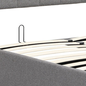 HomeRoots Gray Tufted Linen Upholstered Full Bed Frame - Modern Design, Sturdy Support, No Box Spring Needed! 602024
