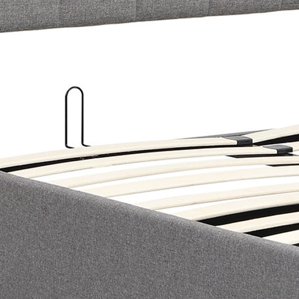 HomeRoots Gray Tufted Linen Upholstered Full Bed Frame - Modern Design, Sturdy Support, No Box Spring Needed! 602024