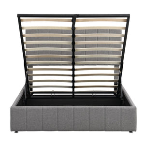 HomeRoots Gray Tufted Linen Upholstered Full Bed Frame - Modern Design, Sturdy Support, No Box Spring Needed! 602024