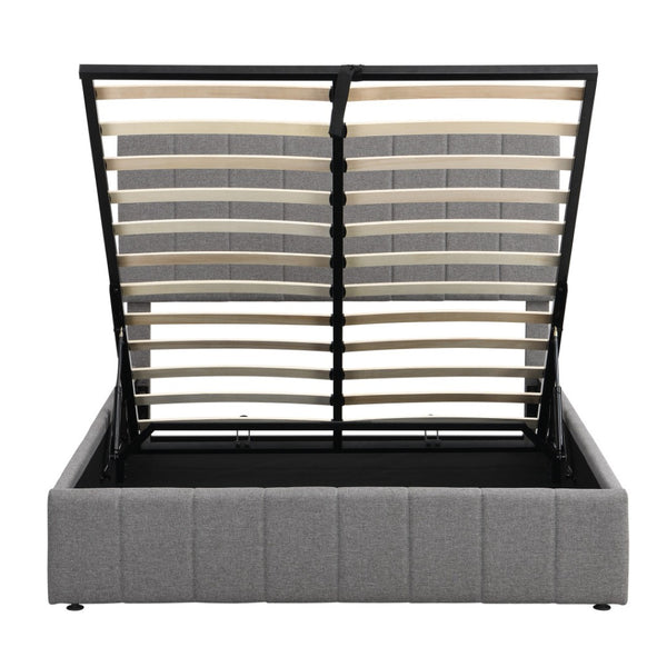 HomeRoots Gray Tufted Linen Upholstered Full Bed Frame - Modern Design, Sturdy Support, No Box Spring Needed! 602024