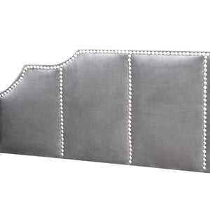HomeRoots Gray Upholstered Twin Bed Frame - Stylish Comfort with Durable Support for Small Spaces & Guest Rooms 602026