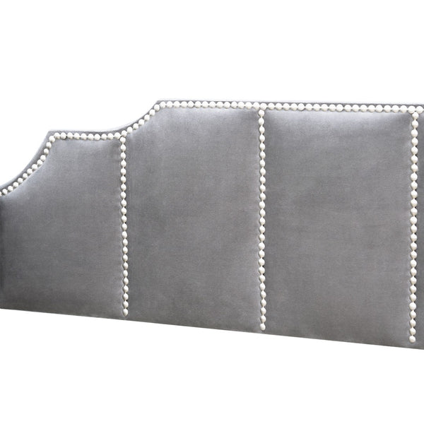 HomeRoots Gray Upholstered Twin Bed Frame - Stylish Comfort with Durable Support for Small Spaces & Guest Rooms 602026