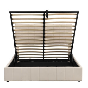 HomeRoots Beige Tufted Upholstered Queen Bed Frame - Stylish, Supportive Comfort for Modern Bedrooms & Décor 602038