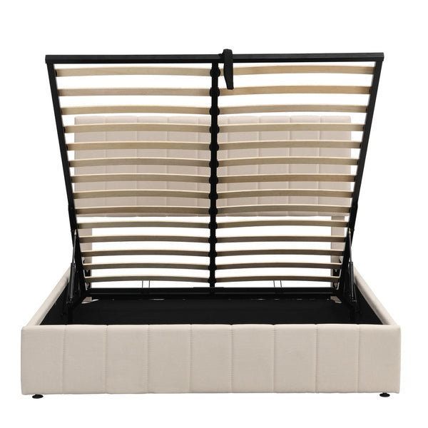 HomeRoots Beige Tufted Upholstered Queen Bed Frame - Stylish, Supportive Comfort for Modern Bedrooms & Décor 602038