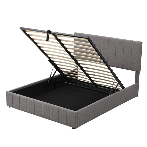 HomeRoots Gray Tufted Upholstered Queen Bed Frame - Elegant Modern Design, Cozy Comfort, Sturdy Support System 602039