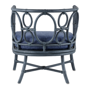 Tegal Navy Chair – Handcrafted Rattan with Vintage Finish, Perfect for Sunrooms & Beachside Spaces
