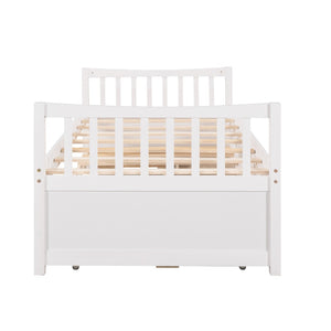HomeRoots White Wood Twin Bed Frame with Under-Bed Storage Drawers - Stylish, Durable, Perfect for Small Spaces! 602041