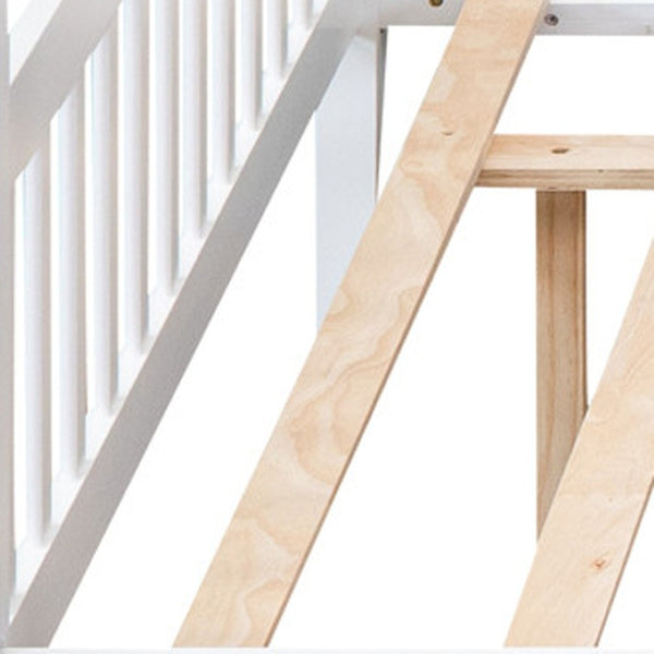 HomeRoots White Wood Full Canopy Bed Frame with Drawers - Stylish Storage & Support for Cozy Bedrooms 602043