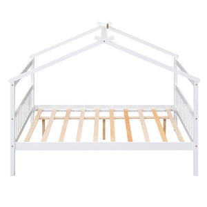 HomeRoots White Wood Full Canopy Bed Frame with Trundle – Stylish, Durable, and Perfect for Any Bedroom Decor 602046