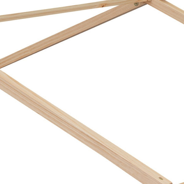 HomeRoots Natural Wood Full House Bed with Trundle - Stylish, Durable Design for Kids' Rooms & Guest Spaces 602047