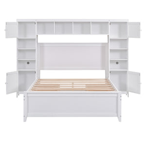 HomeRoots White Wood Full Bed Frame with Integrated Drawers for Smart Storage & Modern Bedroom Style 602060