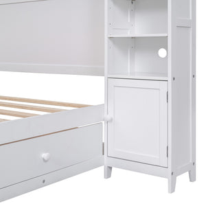 HomeRoots White Wood Full Bed Frame with Integrated Drawers for Smart Storage & Modern Bedroom Style 602060