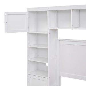 HomeRoots White Wood Full Bed Frame with Integrated Drawers for Smart Storage & Modern Bedroom Style 602060
