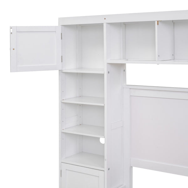 HomeRoots White Wood Full Bed Frame with Integrated Drawers for Smart Storage & Modern Bedroom Style 602060