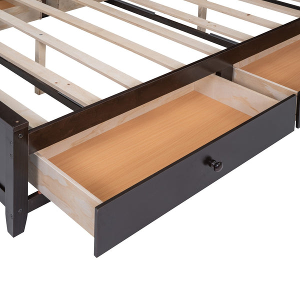 HomeRoots Espresso Full Bed Frame with Integrated Drawers – Stylish, Durable, and Space-Saving Design! 602061