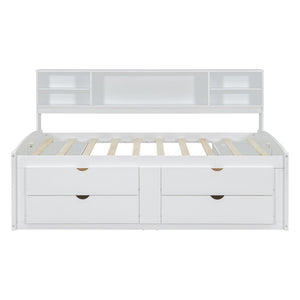 HomeRoots White Wood Full Bed Frame with Storage Drawers - Stylish, Sturdy, and Perfect for Any Bedroom Decor! 602063