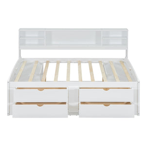 HomeRoots White Wood Full Bed Frame with Storage Drawers - Stylish, Sturdy, and Perfect for Any Bedroom Decor! 602063